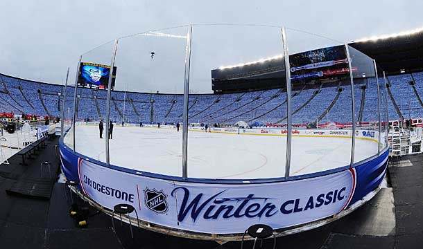 Michigan Stadium sits ready for the 2014 NHL Winter Classic